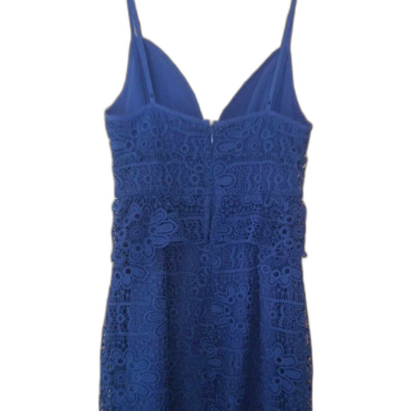 GUESS Blue Solstice Lace Crochet Ruffle Strappy Bodycon Party Wedding Dress 4/Sm - Picture 9 of 9
